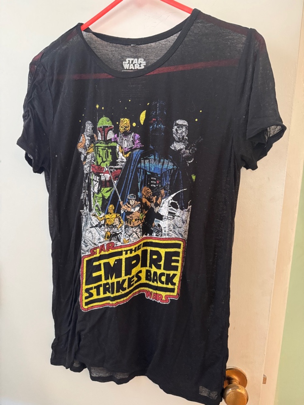 Star Wars Black Tee with Yellow and Multicolor Empire Graphic